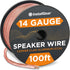 InstallGear 14 Gauge Wire AWG Speaker Wire (100ft - Clear) for Car and Home Theater Speakers
