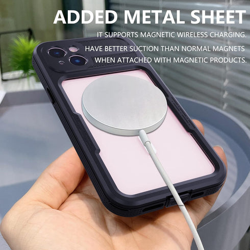 iPhone 14 Plus Waterproof Case with Screen Protector, Full Body Heavy Duty Protection, Shockproof, Dustproof, Black