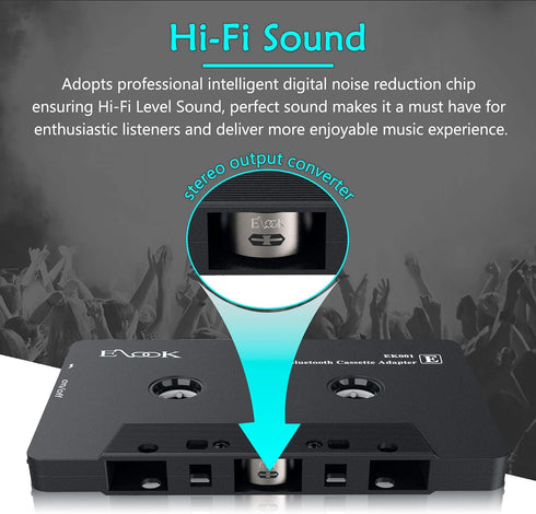Elook Car Audio Receiver, Bluetooth Cassette Receiver Tape Aux Adapter Player with Bluetooth 5.0