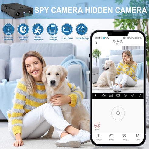 Spy Hidden Wireless WiFi Security Camera, Nanny Cam for Office Indoor Baby Surveillance with Motion Detection