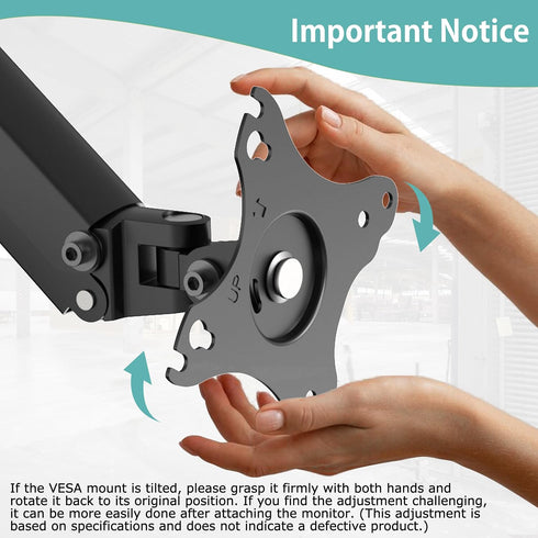 Height Adjustable Pole Mount Monitor Arm for 17"-27" Screens, VESA 75x75 and 100x100, Holds up to 15.4 lbs