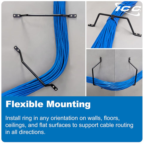 ICC 5" 25-Pack Plastic Cable Distribution D Ring, Non-Conductive Wall Cable Organizer, Cable Hanger & Wire Loop