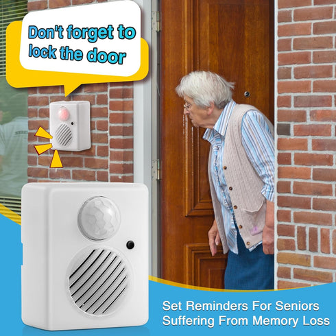 Enhon Motion Activated Sound Voice Player with USB Cable, Battery Powered Motion Sensor Alarm for Custom Audio Files