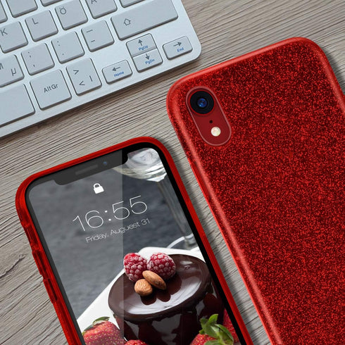 MATEPROX Bling Sparkle Case for iPhone XR - Cute Girls Women Protective Christmas Case (Red)