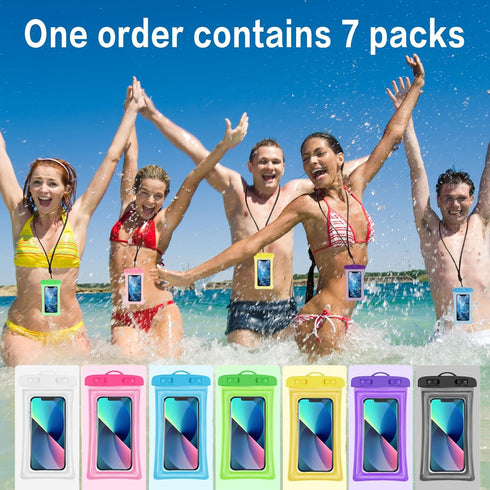 7 Pcs Waterproof Phone Pouch, Universal IPX8 Floating Cell Phone Case Dry Bag for Most Phones on Market
