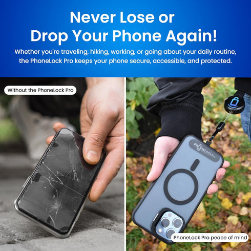 PhoneLockPro Retractable Anti-Theft Phone Holder with Belt Clip Durable Stainless Steel and Zinc Alloy Perfect