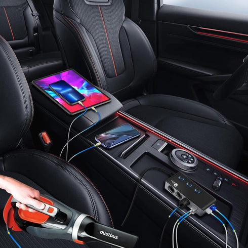 Quick Charge 3.0 Cigarette Lighter Splitter, Qidoe 3 Socket 180W Adapter with 4 USB Fast Charging