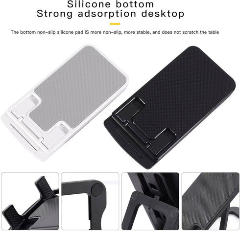 GoldenCrest Cell Phone and Tablet Stand for Desk, Slim and Fully Foldable with Adjustable Angle and Height, Sturdy