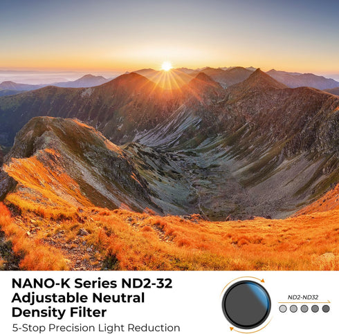 K&F Concept 72mm Variable ND2-32 Lens Filter (1-5 Stops), 18 Multi-Layer Coatings, No X Cross for Camera Lens (K-Series)