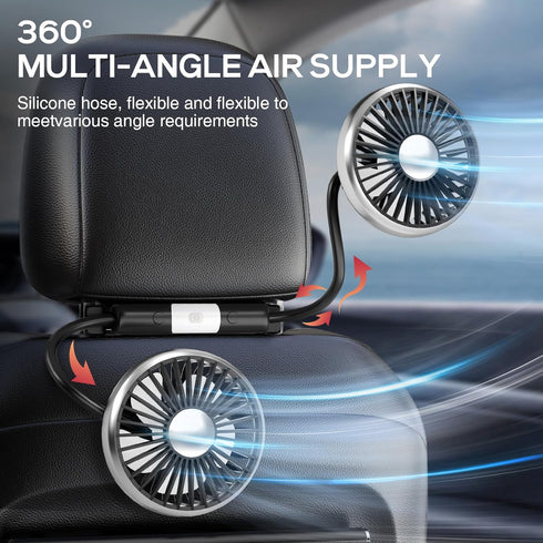 2025 3-Speed 360 Dealswin Car Fan for Backseat Kids, Upgraded Dual-Head Car Seat Fans with LED Lights, and Rotatable