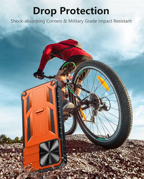 FNTCASE iPhone 15 Pro-Max Case, Military Grade Drop & Shock Protection with Kickstand, Rugged Textured Heavy Duty