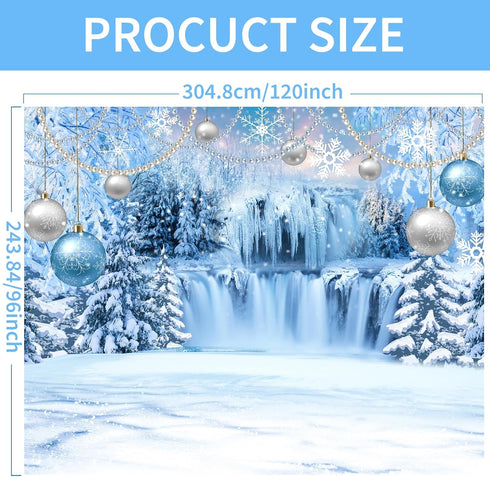 DUAIAI Frozen Winter Christmas Backdrop, Birthday Party Decorations Crystal Pendant Ice and Snow White World Wonderland