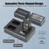 JYJZPB NP-FW50 Battery 3-Pack with Upgraded Triple Slot LCD Charger, Compatible for Sony ZV-E10, Alpha A6000 Series