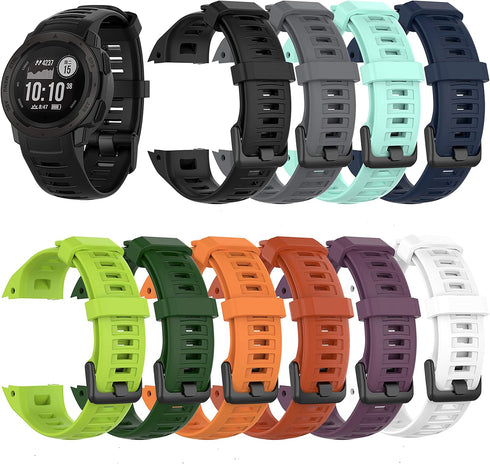 Replacement Silicone Wrist Band for Garmin Instinct 2/Instinct Tactical/Esports/Solar, Water Resistant Strap (Gray)