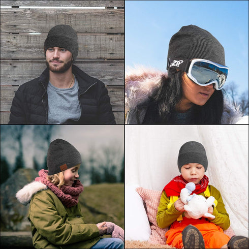 beanie MUSICBEE Bluetooth V5.2 - Wireless Knit Winter Cap, 24 Hour Playtime, Built-in Microphone, HD Stereo Speakers,