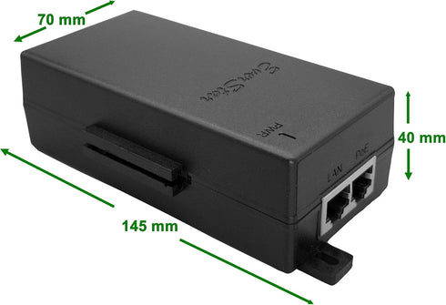 EverStar iPoE-24W48DW 100Mbps | 9-36V DC in | 48V/0.5A 24W DC PoE Out | Solar PoE Injector/Adapter, Black