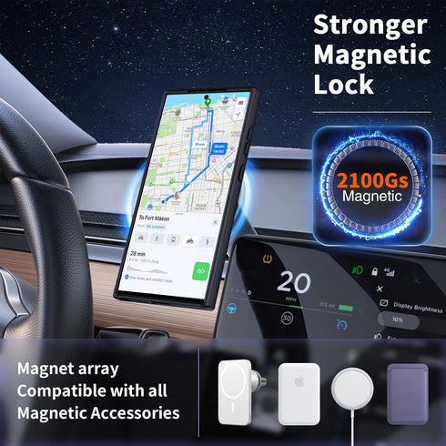 Magnetic Galaxy S22 Ultra Case, Black Slim Protective Translucent Matte, Compatible with MagSafe, 10 FT Military Grade