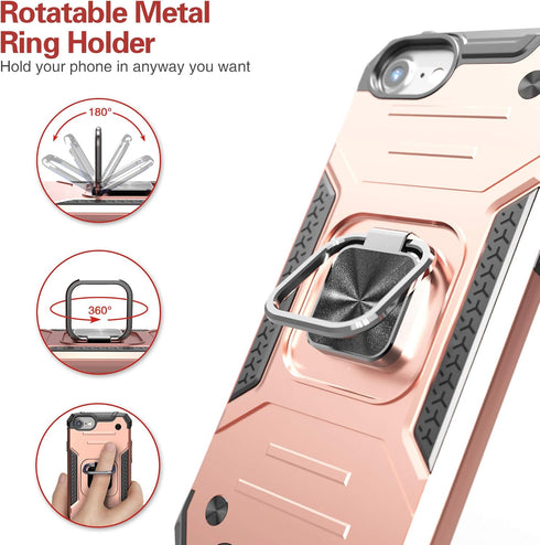 iPhone SE 2020 Case with Screen Protector, Shockproof Drop Test Cover with Kickstand for iPhone 6/6s/7/8/SE 2020/SE 3,
