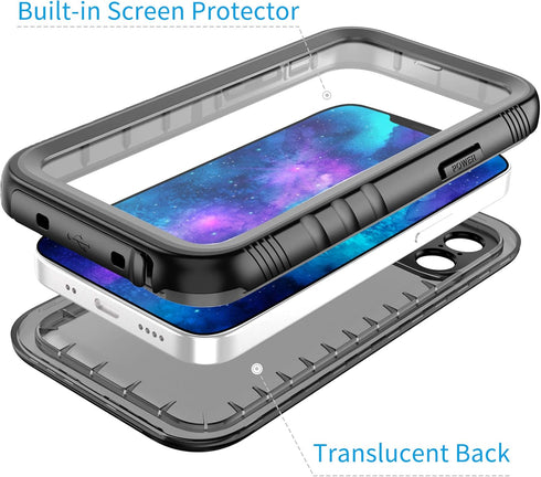 Cozycase Compatible with iPhone 12 Mini Waterproof Case, Full Body Rugged Dustproof Shockproof Case with Built-in