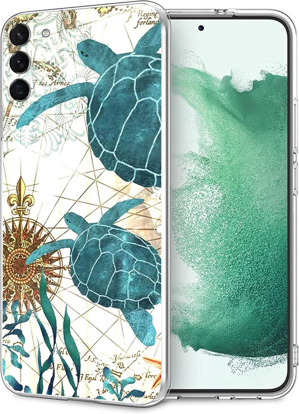 Samsung Galaxy S22 Case, Sea Turtle Seaweed Aesthetic Soft TPU Fashion Cool Slim Shockproof Protective Phone Case for