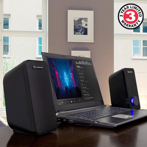 GOgroove Computer Speakers for Desktop and Laptop - USB Speakers with Loud 2-Way Drivers, Built-in Headphone & AUX