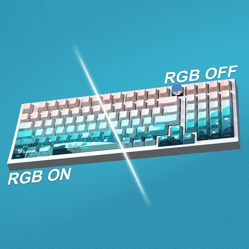 JSJT Side Printed Keycaps - Shine Through PBT Doubleshot Custom Keycap Set, Deep Sea Theme, 126 Keys for Cherry MX