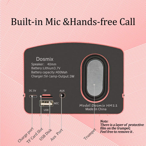 Dosmix Portable Bluetooth Stereo Speaker, Enhanced Bass Retro Wireless Speaker with Built-in Mic for Travel, Home,