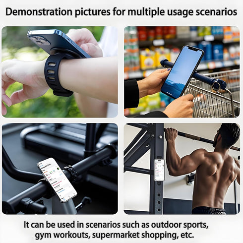 Nkmooxe 16pro Max,15, 14, 13 Gym Fitness MagSafe Phone Mount , Magnetic Bar Mount, Adjustable Strap, Compatible