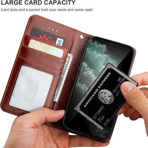 Bocasal Wallet Case for iPhone 11 Pro with Card Holder, PU Leather, Magnetic Detachable Kickstand, Shockproof, Wrist