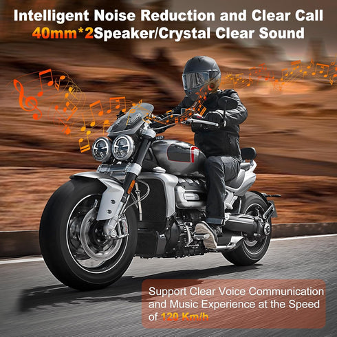 Motorcycle Helmet Bluetooth Headset, HiFi Sound Speakers with IP67 Waterproof, Long Lasting Headphone with Dual