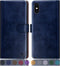 SUANPOT RFID Blocking Leather Wallet Case for iPhone X/XS 5.8" - Shockproof Flip Folio, Card Holder, Blue