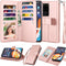Njjex Galaxy S20 Wallet Case, 6.2", PU Leather, 9 Card Slots, Detachable Kickstand, Rose Gold