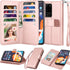 Njjex Galaxy S20 Wallet Case, 6.2", PU Leather, 9 Card Slots, Detachable Kickstand, Rose Gold
