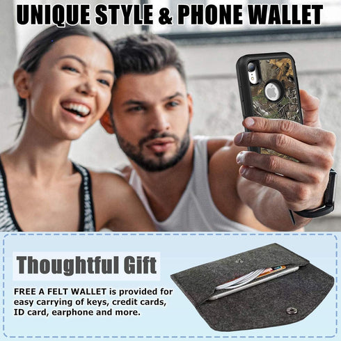 Compatible iPhone XR Case with Screen Protector - Camo Design, Shockproof 3-Layer Rugged Heavy Duty Case