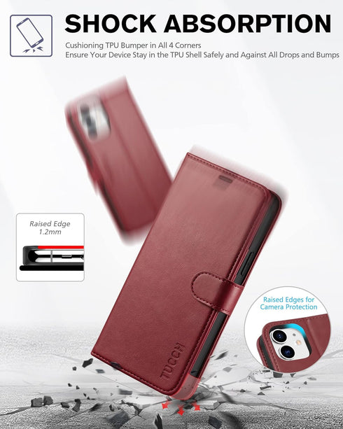 TUCCH 12 12/12 5G, Wallet Case for iPhone Pro, RFID Blocking Card Slot TPU Interior Protective Case, Magnetic Folio