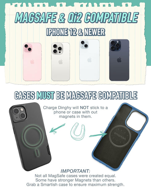 Smartish Wireless Charger Compatible with MagSafe for iPhone 15 - Charge Dinghy - 7.5W Fast Charging