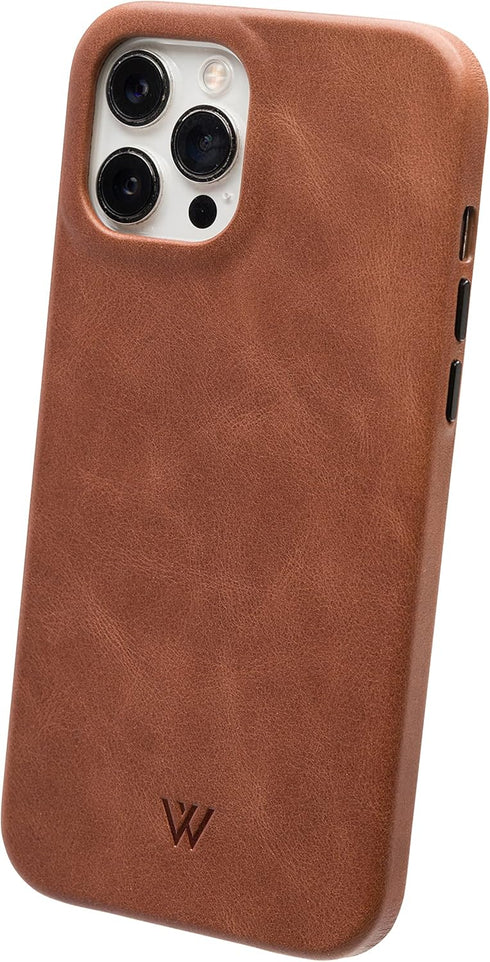 Wilken Leather Wrapped Case for iPhone 12 Pro Max | Brown | Compatible with MagSafe & Wireless Charging | Top Grain