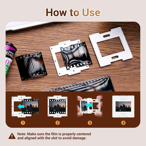 JJC 50 35mm 50 Pairs Slide Film Mounts to Holder Sheets of Film, with Snap-in Design & Precisely Position, Premium