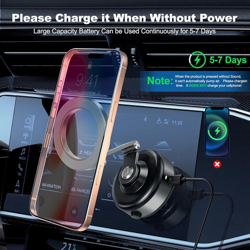 Generic 360 16/15/14/13/12, Electric Vacuum Magnetic Suction Phone Holder, Rotating, Universal Compatibility, Phone