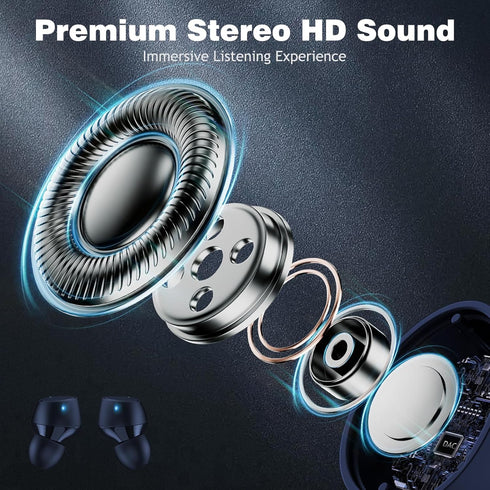 5.2 Bluetooth Headphones for iPhone 15 14 Pro Max 13 Mini, True Wireless Earbud Touch Control for Google Pixel 8 7 6A 6