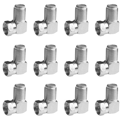 Right Angle Coaxial Connector, 12 Pcs RG6 F Type Female to Male Adapter for Wall Mounted TV