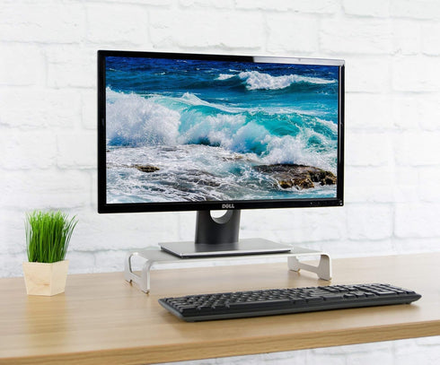 VIVO 16 inch Wide Silver Aluminum Monitor Riser - Ergonomic Desktop Stand, Modern Tabletop Organizer STAND-V000H