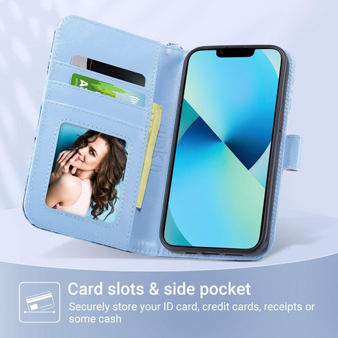 ULAK 13 13 6.1 Inch Compatible with iPhone Wallet Case for Women, Premium PU Leather Flip Cover with Card Holder
