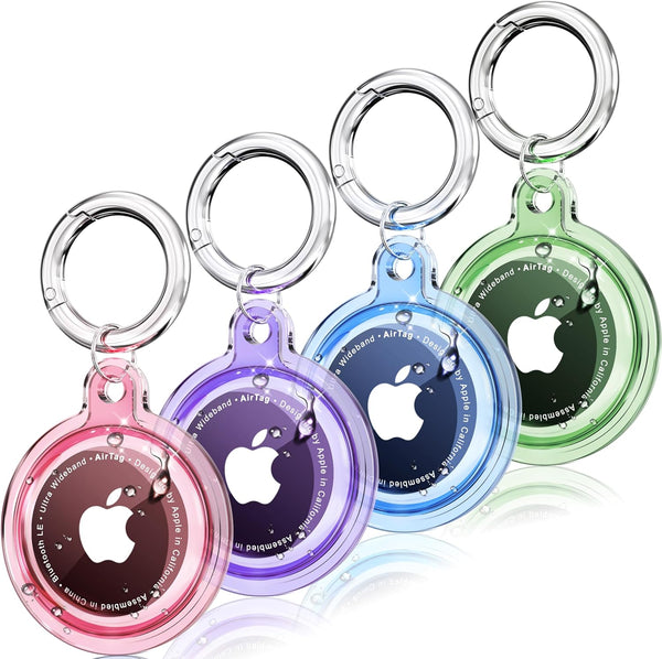 4 Pack Waterproof Airtag Holder Case with Keychain, Shockproof & Scratchproof for Pet Tracking, Bags, Kids, Keys,