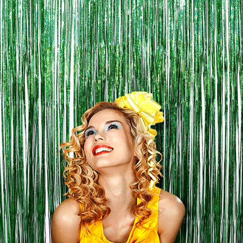 Iridescent Foil Fringe Curtains for Rainforest Jungle Theme Party Supplies, 2 Packs (W) 3.28*(H) 6.56 Ft