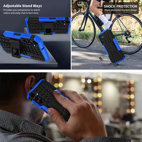 Military Grade Shockproof Bumper Cover for Samsung Galaxy A15 5G with 2 Pack Screen Protector, Blue