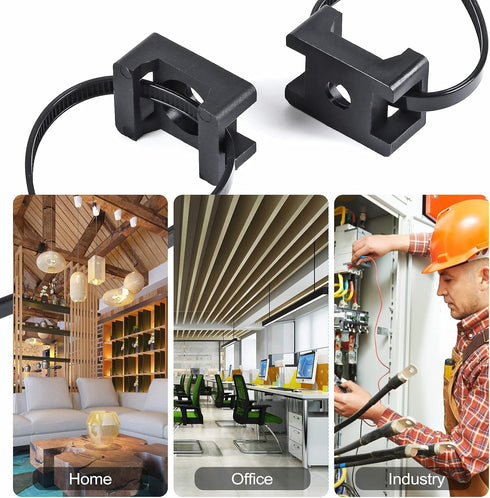 XHF 100 Pcs Cable Zip Tie Saddle Type Mounts Base, 100 Pcs 8" Cable Ties, 100 Pcs Tapping Screw, Black