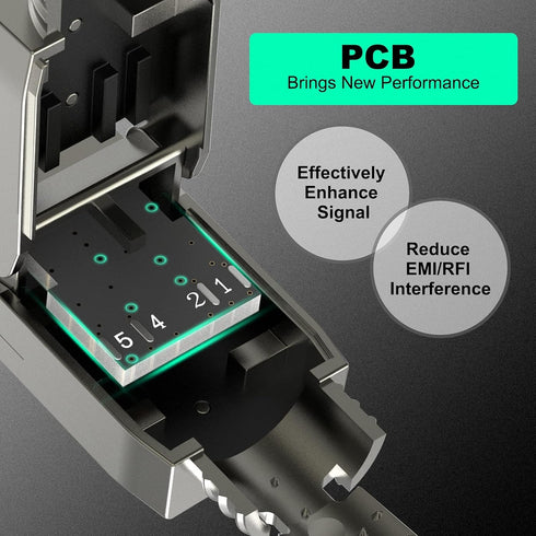 VCELINK Tool Free RJ45 Connectors Cat 8, Shielded Modular Plugs 40 Gbps 2000MHz PoE++, 2-Pack