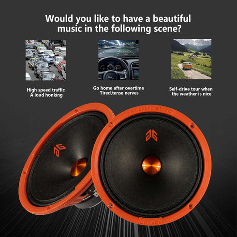 MX65P1 Loudspeaker 6.5 Inch Midrange 200 Watts 4 Ohms, Premium Quality Audio Door Speakers for Car or Truck