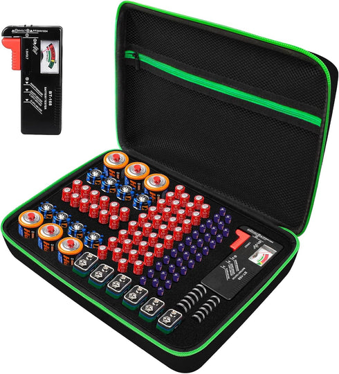 Battery Organizer Storage Case with Tester for AA AAA C D 9V